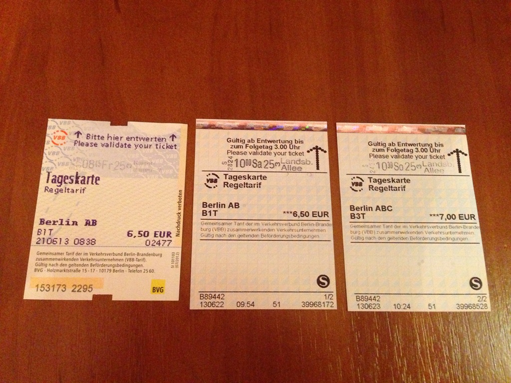 Так как сегодня должна быть путешествие в зону транспорта C, покупаем билеты не по 6,5 евро за суточный (такой покупали 2 предыдущие дни), а за 7 евро