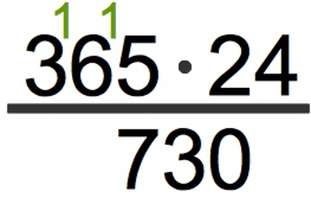 Вы поступаете следующим образом: вы начинаете с правого коэффициента 24 и умножаете наибольшую цифру этого коэффициента (2) на левый коэффициент справа налево