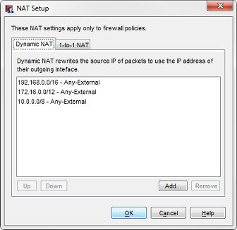 Для просмотра конфигурации динамического NAT по умолчанию выберите « Сеть»> «NAT»